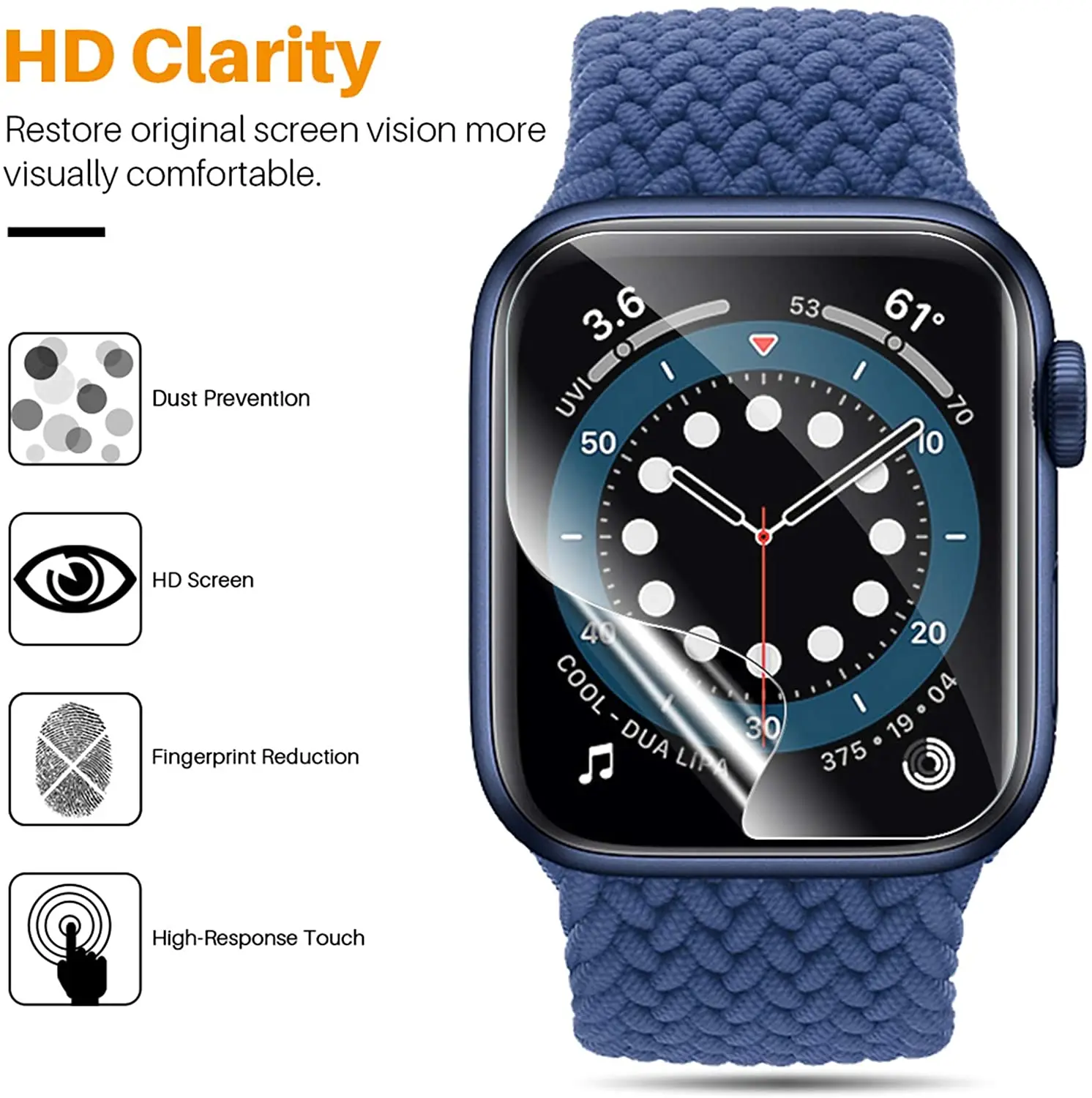 HD Film For Apple Watch Screen Protector 44mm 40mm 38mm 42mm 45mm 41mm Not tempered Glass) iWatch series 7 6 se 5 4 3  Protector