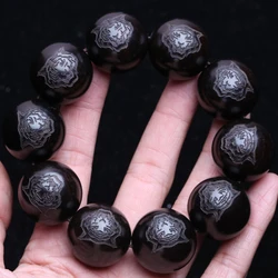 Ebony Wooden Bracelet Tiger Head Pattern 20mm 25mm Men's Large Bracelet Gift