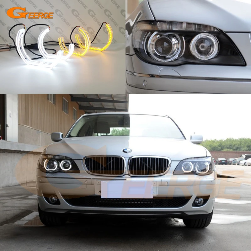 For BMW E65 E66 Facelift 2006 2007 2008 Ultra Bright Day Light Turn Signal DTM Style LED Angel Eyes Kit Halo Rings