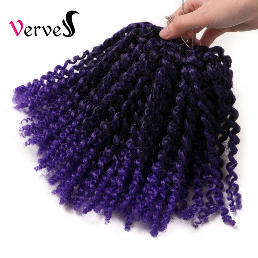 VERVES 곱슬 crochet braids hair 90 그램/대, 3 개/대 8 inch 합성 Marley brown ombre 땋은 머리 확장