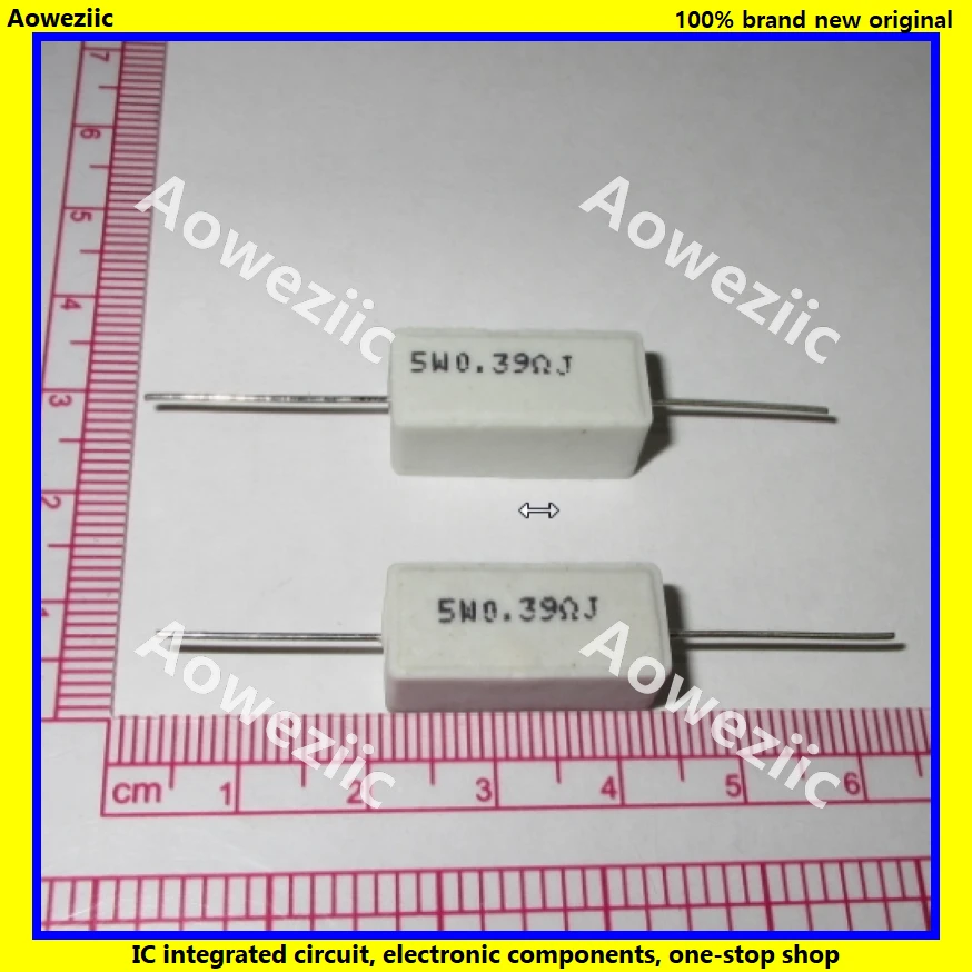 10 قطعة RX27 الأفقي الاسمنت المقاومة 5W 0.39ohm 5WR39J 5W0.39RJ 5W0R39J R39J السيراميك المقاومة الدقة 5% الطاقة المقاومة
