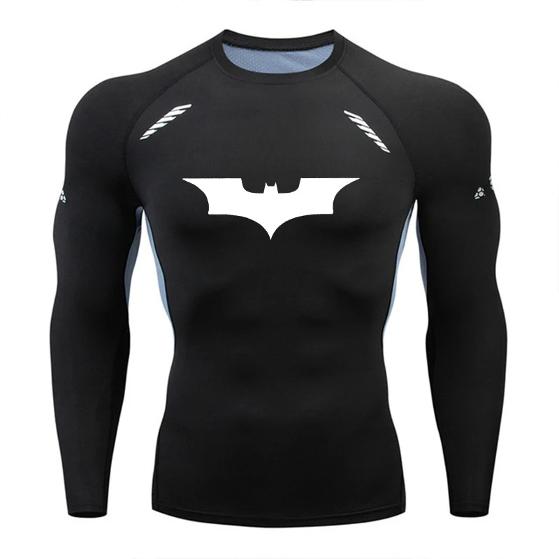 Long Sleeve T shirt Compression Skull Sports Shirt Men GYM Running Jogging Quick-Drying Tshirt Gym Fitness Rashgard Training MMA