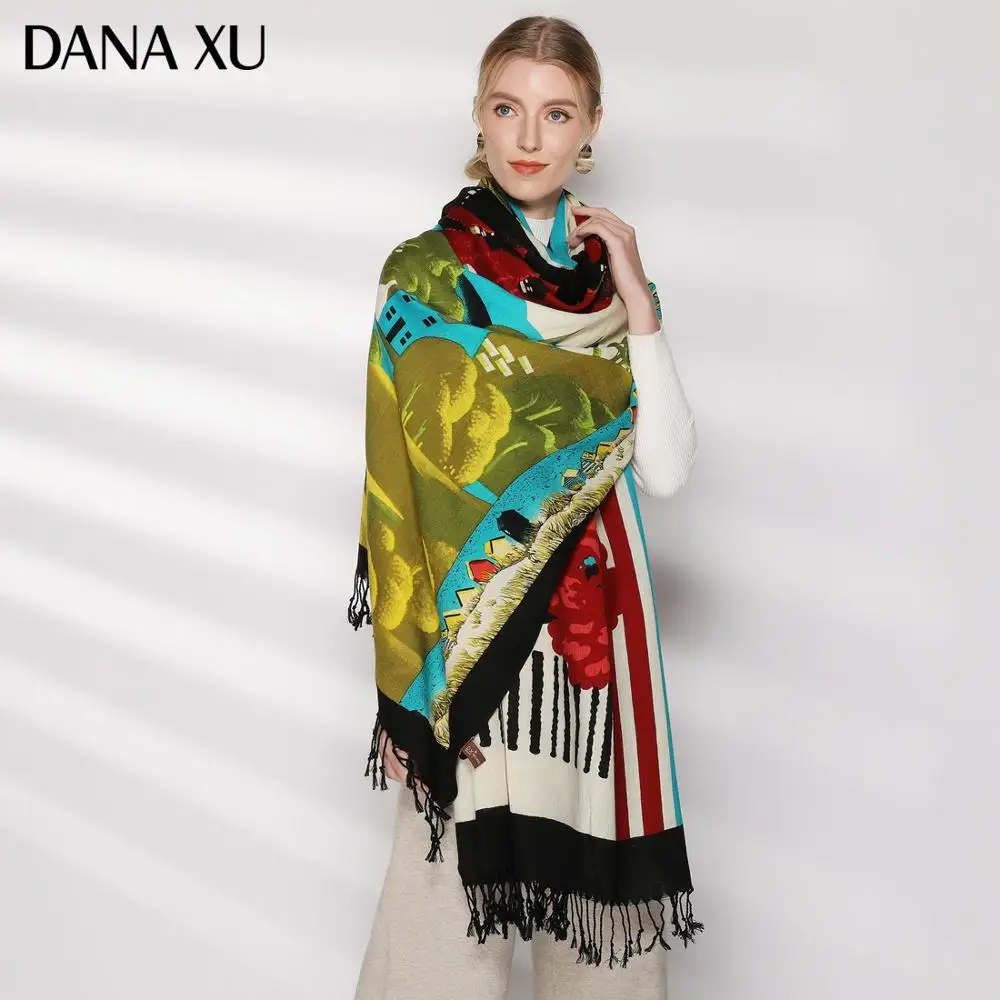 

Fashion Winter Scarf For Women Cashmere Warm Plaid Pashmina Scarf Luxury Brand Blanket Wraps Female Scarves And Shawls 2019