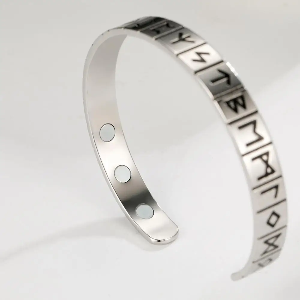 Dawapara Ancient Nordic Talisman Viking Bracelet Runes Letters Stainless Steel Bangle God's Blessing Amulet Bracelet image 5