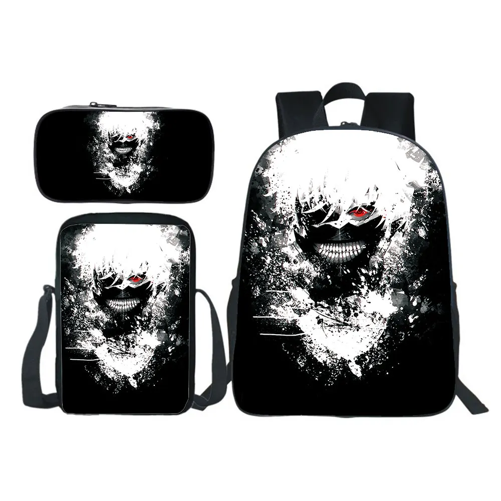 

Tokyo Ghoul School Bags 3D Anime Backpack Jackherelook Tokyo Ghoul Harajuku Boys Girls Schoolbag 3Pcs/Set Kids Bookbags Mochilas