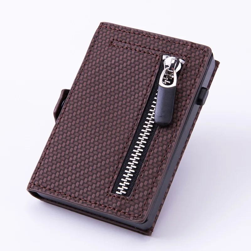 Maideduod Rfid Carbon Fiber Leather Credit Card Holder Wallet Men Anti Metal Bank Cardholder Case Pocket Steel Minimalist Walle