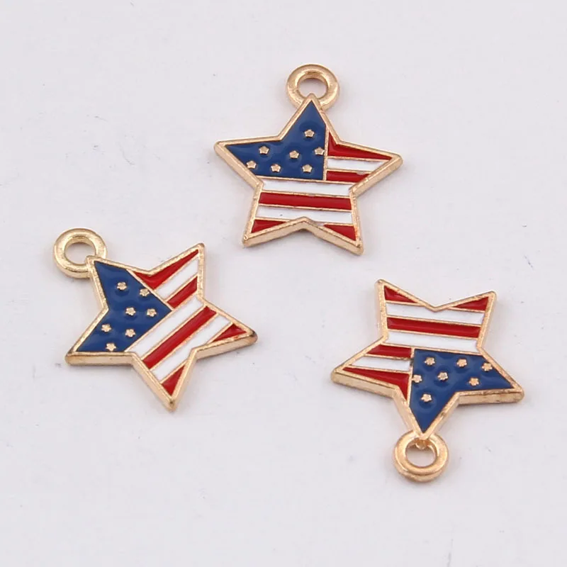 10 PCS/Lot 15*16mm Gold Color Star Pendants Enamel Charms Handmade For DIY Jewelry Making Fashion Earrings Pendant Necklace