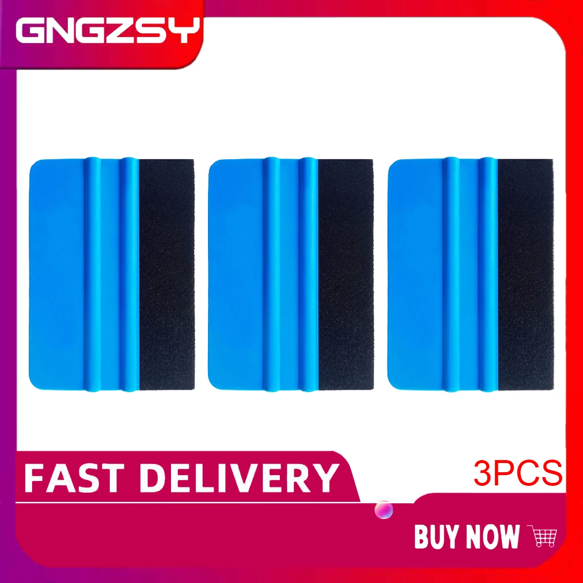 3pcs Blue Squeegee Durable PP Felt Wrapping Scraper For Car Window Film Bubble Glass Cleaning Accessories  3A02