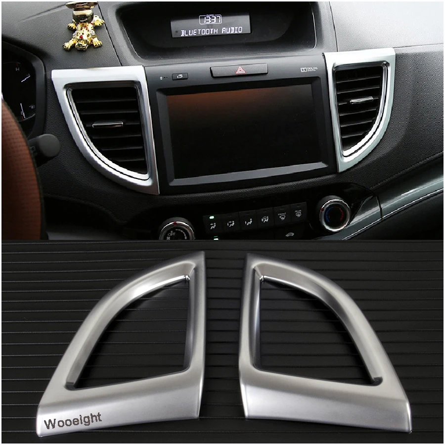 2Pcs ABS Chrome Matte Front Central AC Air Vent Outlet Frame Cover Decoration For Honda CR-V 2012 2013 2014 2016 Car Accessories