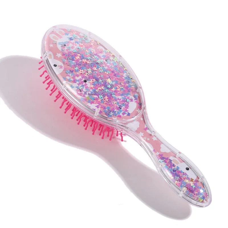 Hair Brush Massage Comb Cartoon Animal Sequin Cute Anti-static Shower Wet Detangle Hair Brush Salon Hair Styling Tools Children