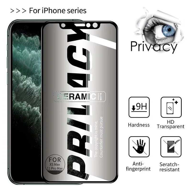 Matte Soft Ceramic Anti-spy Screen Protector For iPhone 15 14 13 12 Pro Max Mini Privacy Film On iPhone 11 Pro XS Max XR 7 8Plus