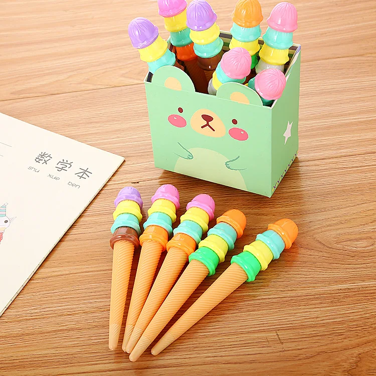 1 Pcs Kawaii Stationery Pen Cute Ice Cream Student Needle Gel Pen Cartoon 0.5mm Water Pen Papelaria