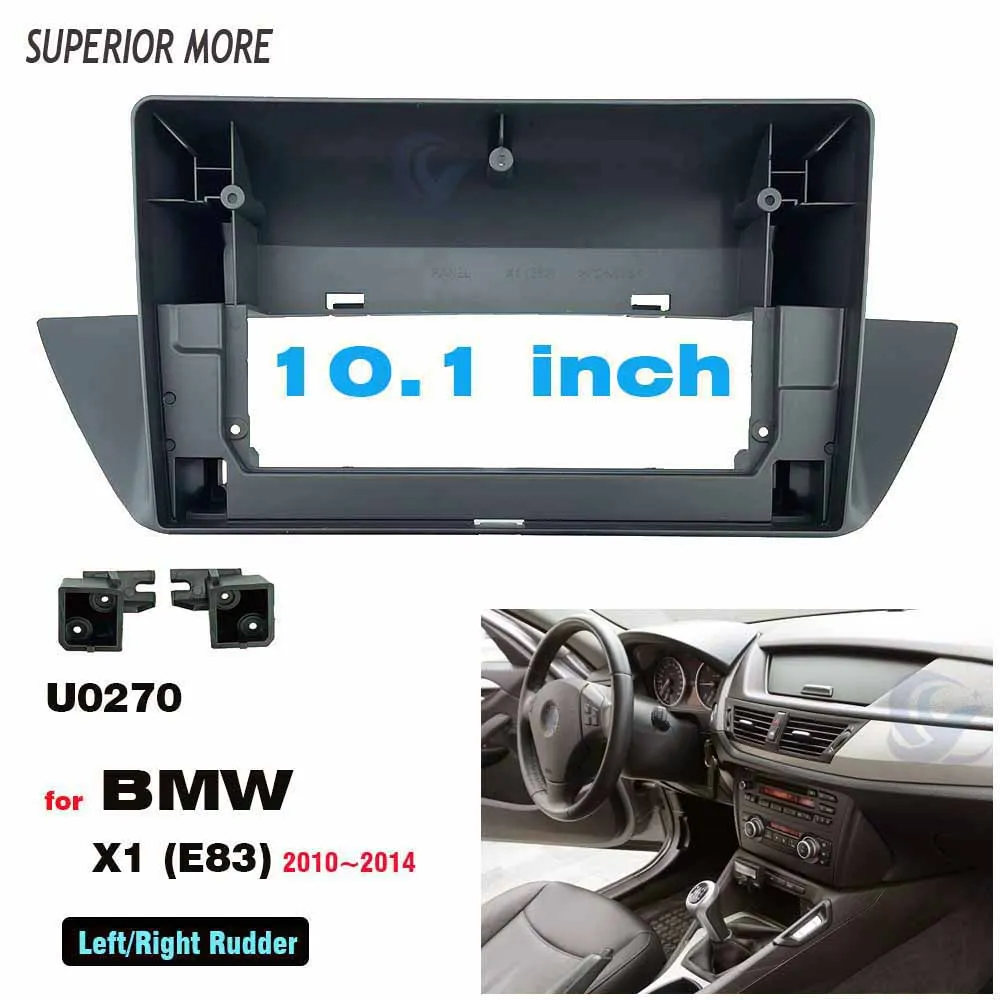 2 Din 10.1 Inch Radio ABS Plastic Fascia Frame and Cable for BMW X1 E83 2010-2014 Stereo Panel Dashboard Trim Kit