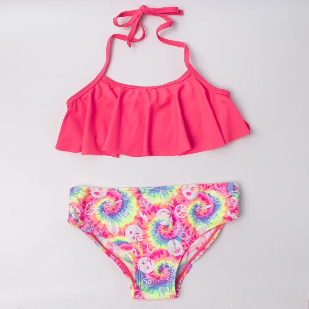 Costumi da bagno per bambina in due pezzi stampa Bikini 5-12 anni Set Bikini per ragazza costume da bagno costumi da bagno per bambini costume da