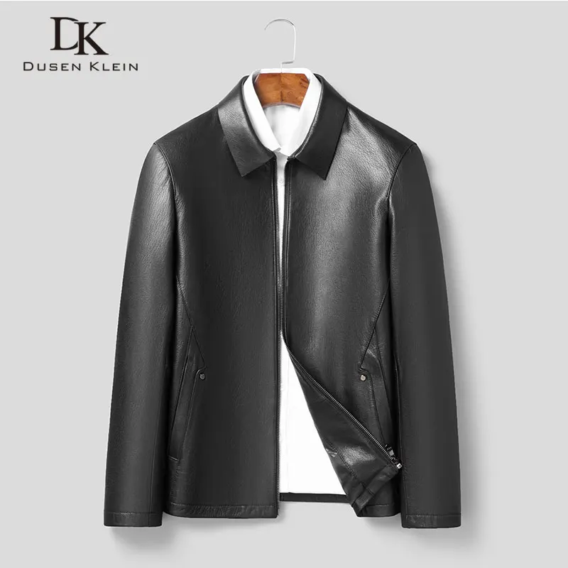 Men Genuine Leather Jacket Real Goat Skin Jackets Casual Short Black Pockets Autumn New for Man Q807