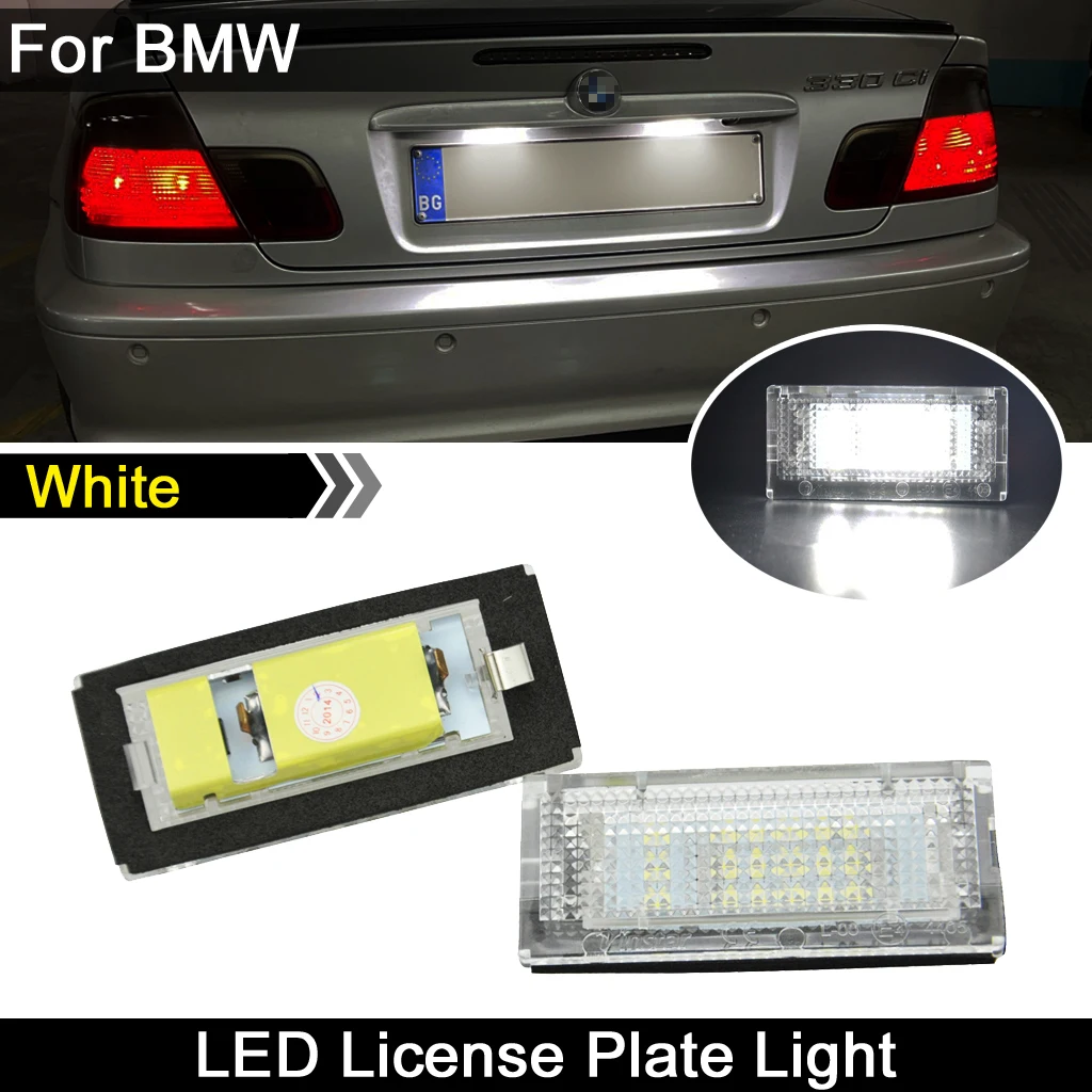 2Pcs License plate lightFor BMW E46 4-Door 5-Door 1998-2005 3 Series 323i 325i 328i 330i white LED Car Rear  number plate lamp