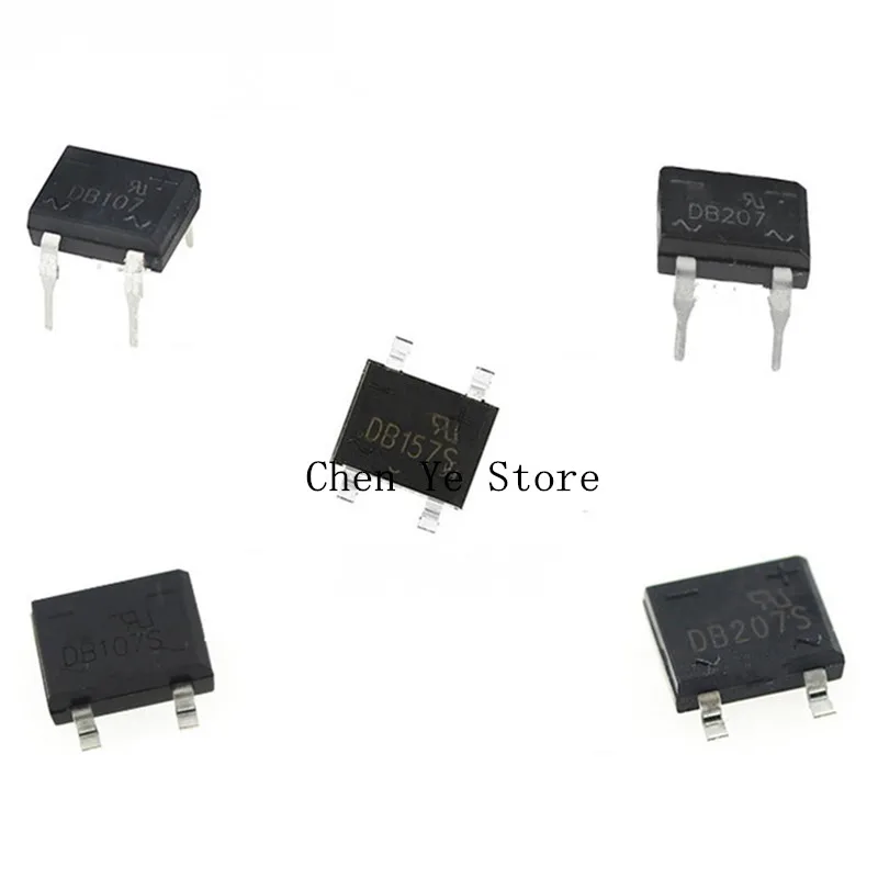 Free shipping50PCS 100% NEW DB107 DB107S DB207 DB207S DB157S DB104S Bridge Rectifiers 1000V 1A/2A DIP-4 SOP-4 SMD