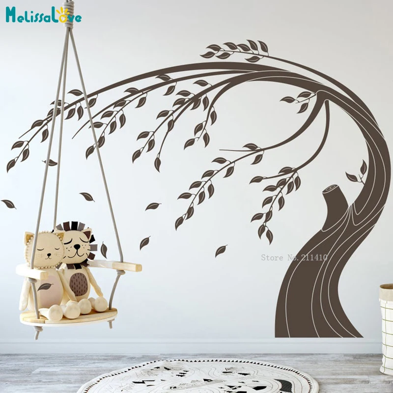 

Wind Blown Tree Vinyl Wall Decal Home Decoration Warm Style Living Room Office Store Sticker Art Murals Gift YT5372