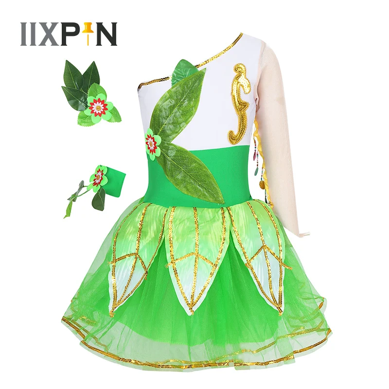 

Балетное платье-пачка для девочек, детский танцевальный костюм на одно плечо, с отделкой из блесток, балетное платье-пачка для джаза, балета, одежда для бальных танцев