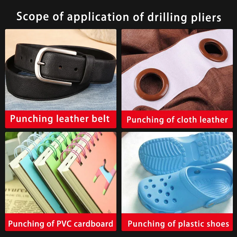 Puncher Belt Leather Belt Hole Punch Plier Eyelet Revolve Sewing Machine Bag Setter Tool Watchband Household Strap Leather DIY