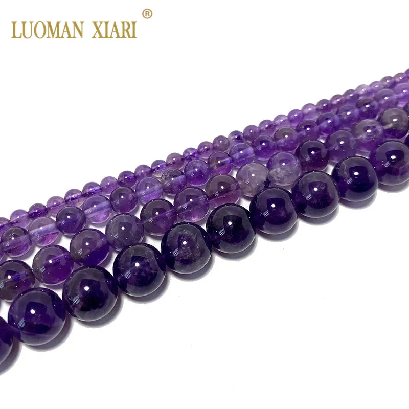 

AA+ Grade 100% Natural Purple Amethyst Crystal Round Stone Beads For Jewelry Making DIY Bracelet Necklace 4/6/8/10/ 12MM 15''