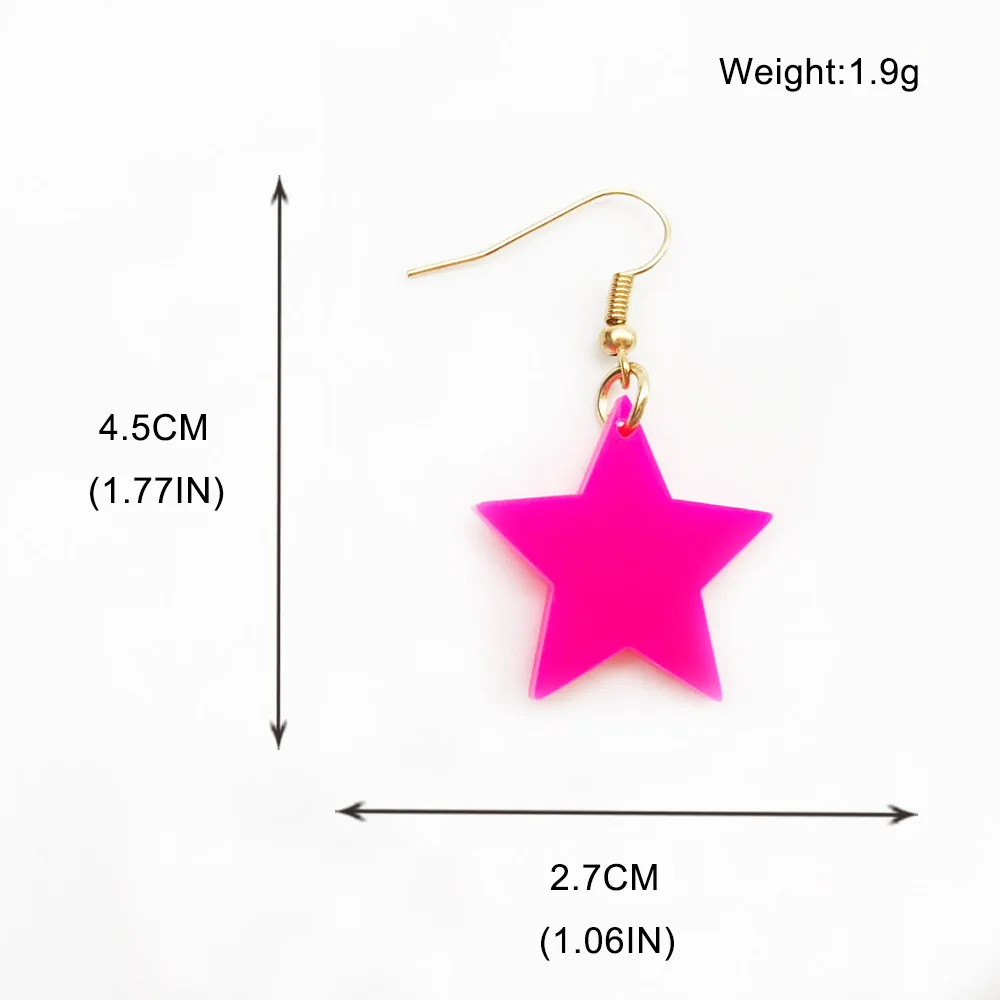 New Design Elegant Shiny Colorful Resin Acrylic Star Drop Earring For Women Gift Jewelry Accessories Lady Femme