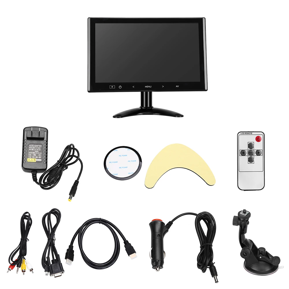 Eyoyo 미니 TV 컴퓨터 PC 모니터, LCD 화면, HDMI VGA AV, CCTV 보안 카메라, 자동차 후면보기, EM10M, 1024X600, 10 인치