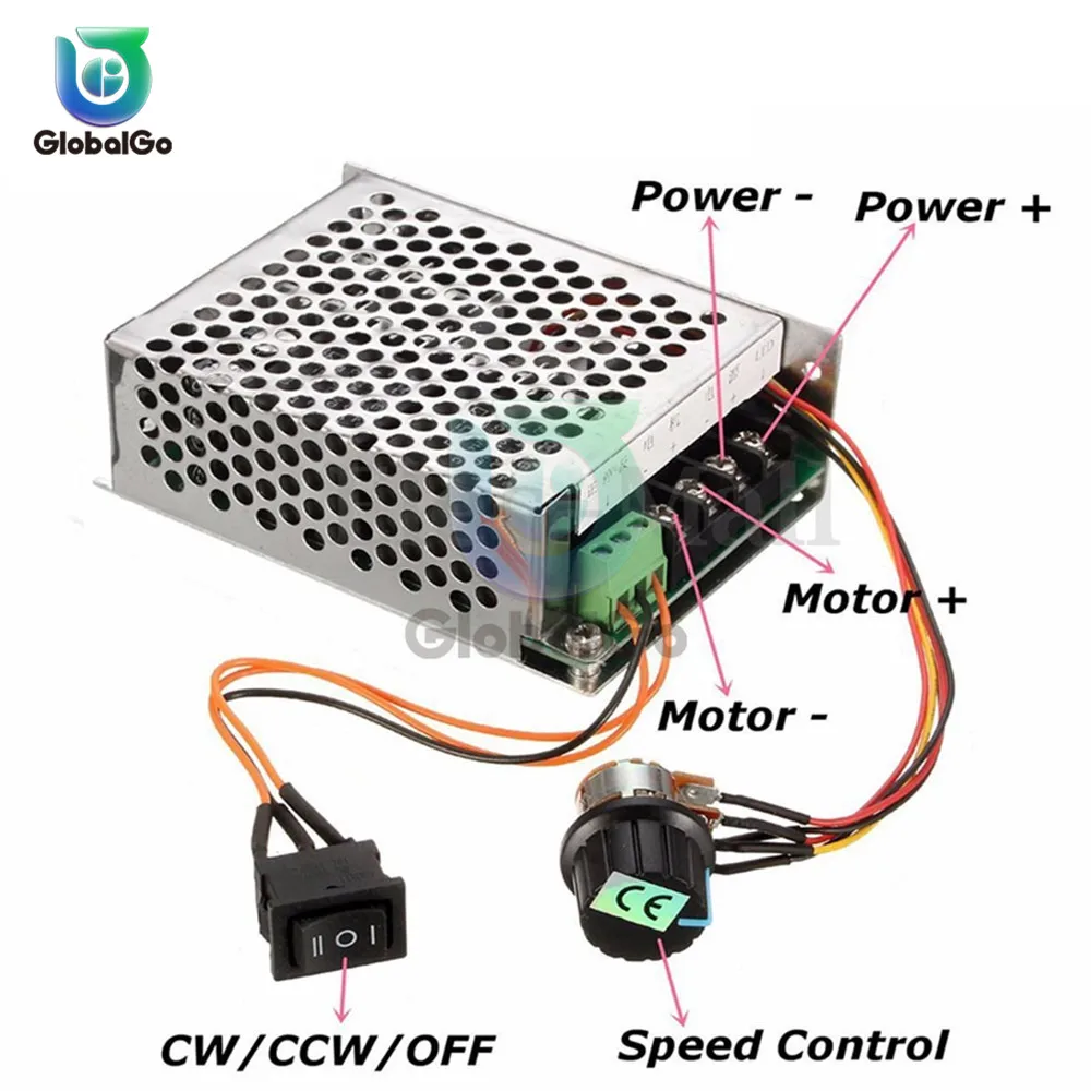 DC 10-50V 40A PWM Motor Speed Controller Inverted Switch 12V/24V/36V/48V Reversible Pulse Driver DC Motor Regulator Module