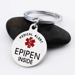 Epipen Tag, Epipen Bag Tag - ESA Tag - Zipper Pull - Entirely Surgical Stainless Steel Medical Alert Symbol ID Tag Keyring