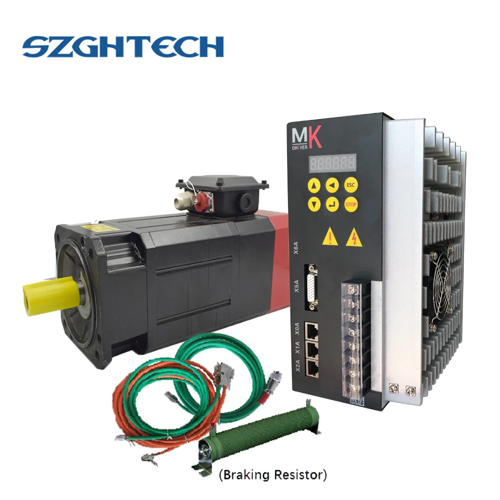 

single phase/3 phase 220VAC 3.7kw 24Nm high speed spindle servo motor and driver for CNC turning and milling machine