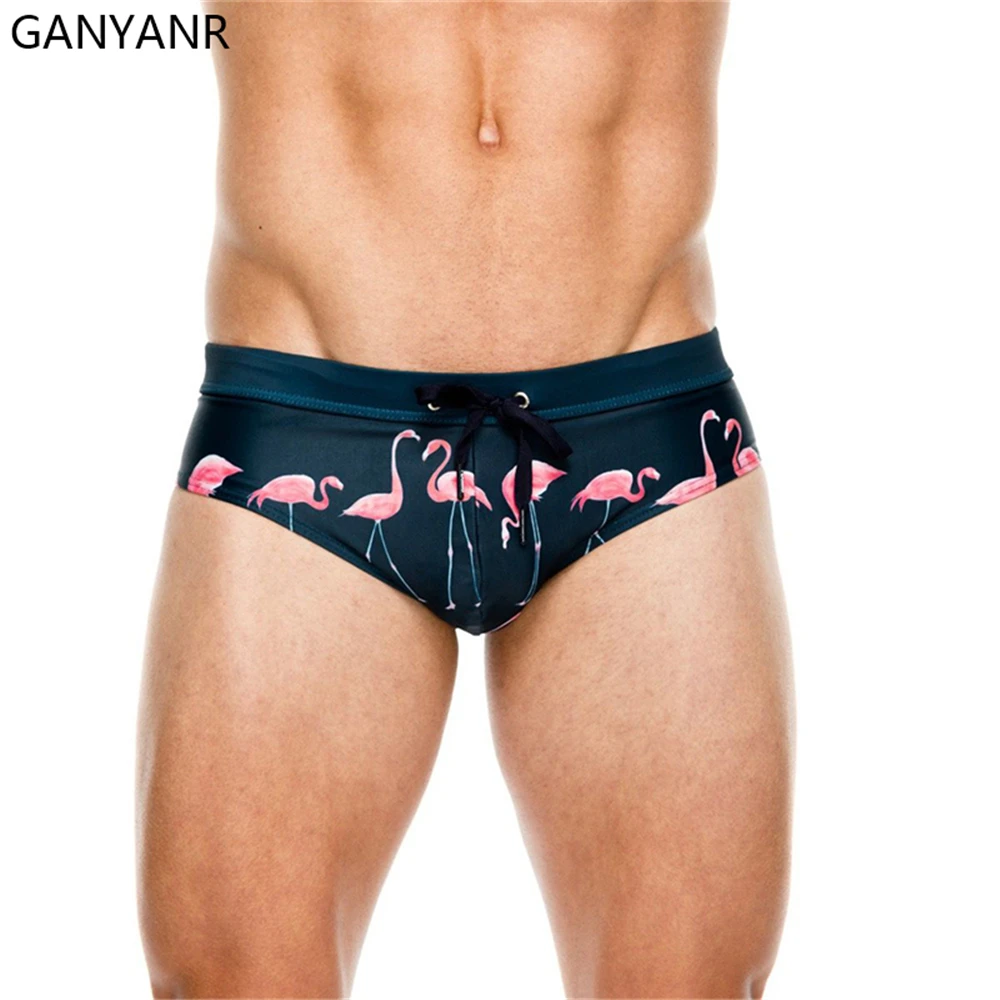 

GANYANR Swimming Trunks Mens Swim Briefs Swimwear Suit Gay Sexy Swimsuit Bikini Penis Pouch Beachwear Shorts Surfwear Low Waist