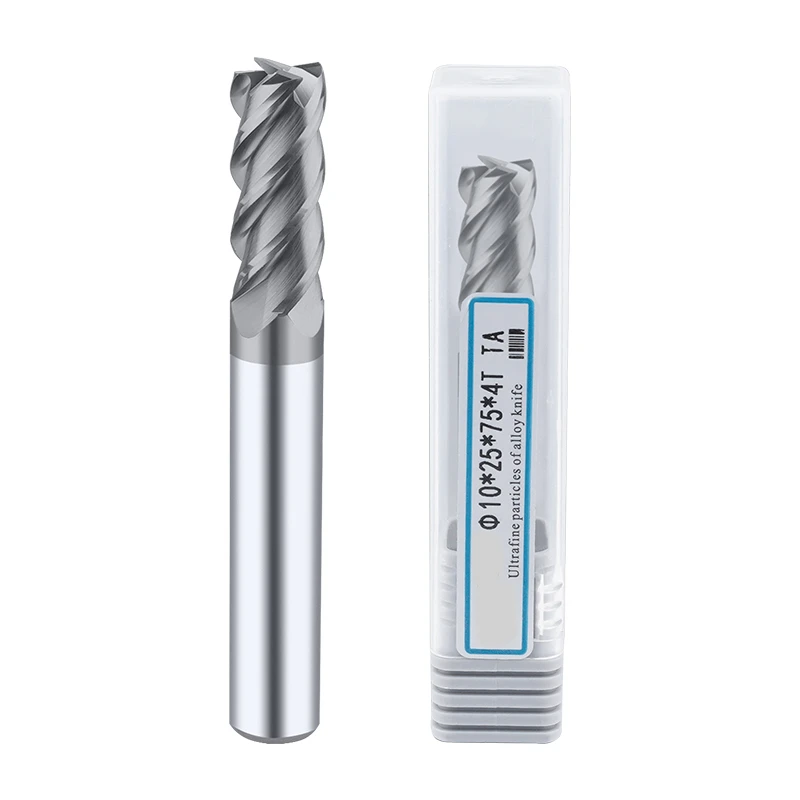 Di Luar HRC60 4 Flute End Mills Khusus untuk Titanium Alloy Baja Tahan Karat Tungsten Steel Milling Cutter Carbide CNC Center