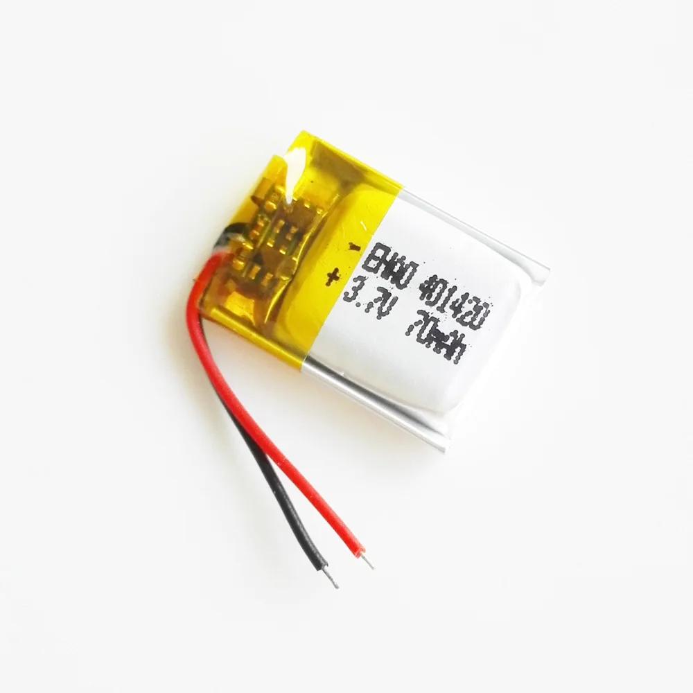 2 sztuk 3.7V 70mAh litowo-polimerowa Lipo akumulator 401420 li-poly dla MP3 GPS zestaw słuchawkowy Bluetooth słuchawki wideo pióro