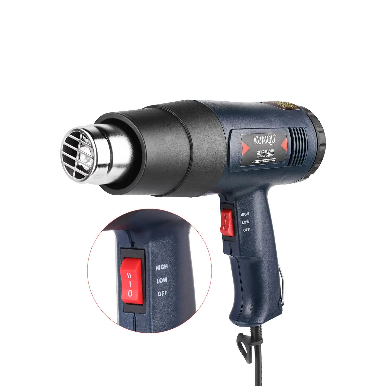 1800W Professional Electric Hot Air Gun Temperature-controlled Building Hair Dryer Heat Gun Soldering Tools Adjustable + Nozzle