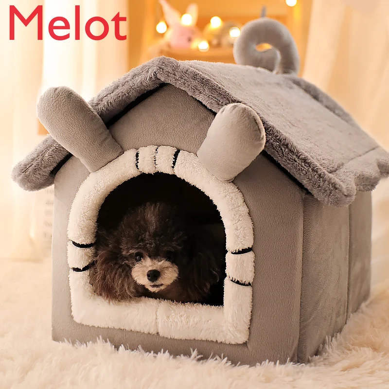 Kennel Small Dog House Winter Warm Sleeping Cat Nest Four Seasons Universal Removable and Washable Pet Bed Dog House Supplies