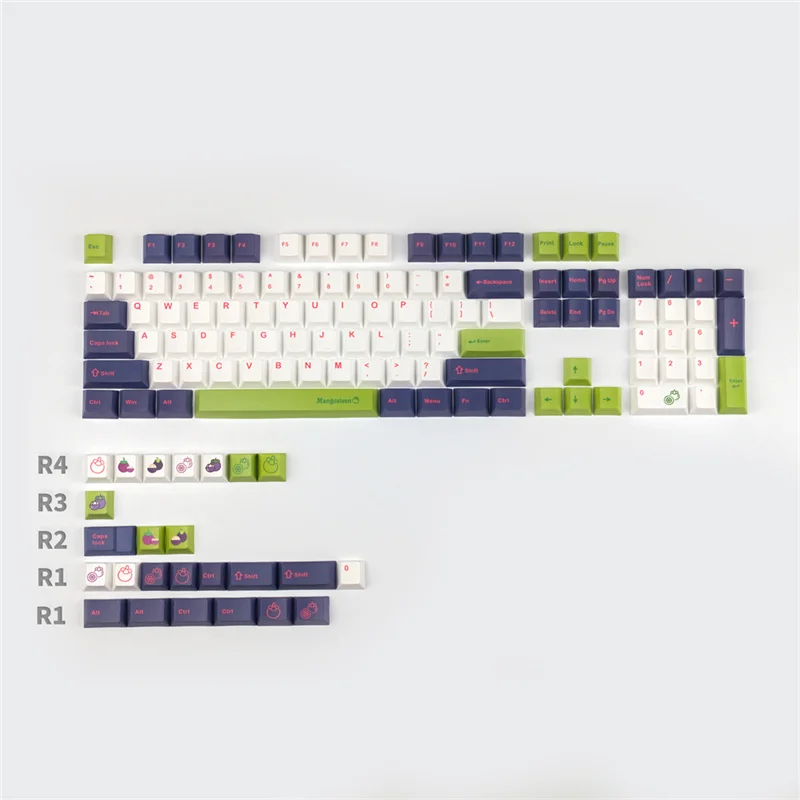 Gepersonaliseerde Mangosteentheme 129 Toetsen Cherry Profiel Sublimatie Pbt Keycaps Voor Mechanische Toetsenbord