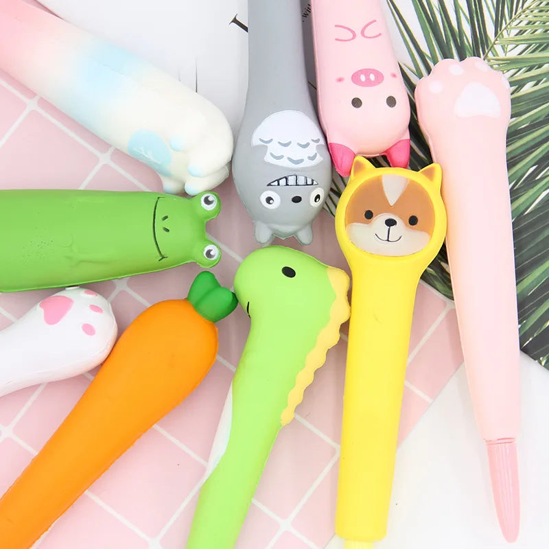 

Decompression Gel Pen 0.5MM Black Creative Cartoon Soft Gel Pens Cute Animal Neutral Pen Students Stationery Writing Supplies