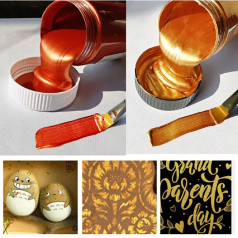 60ml Golden Acrylic Paint Metallic Acrylic Paint Wall Paint Foguang Waterproof Liquid Hand-painted Pigment Needle Bottle