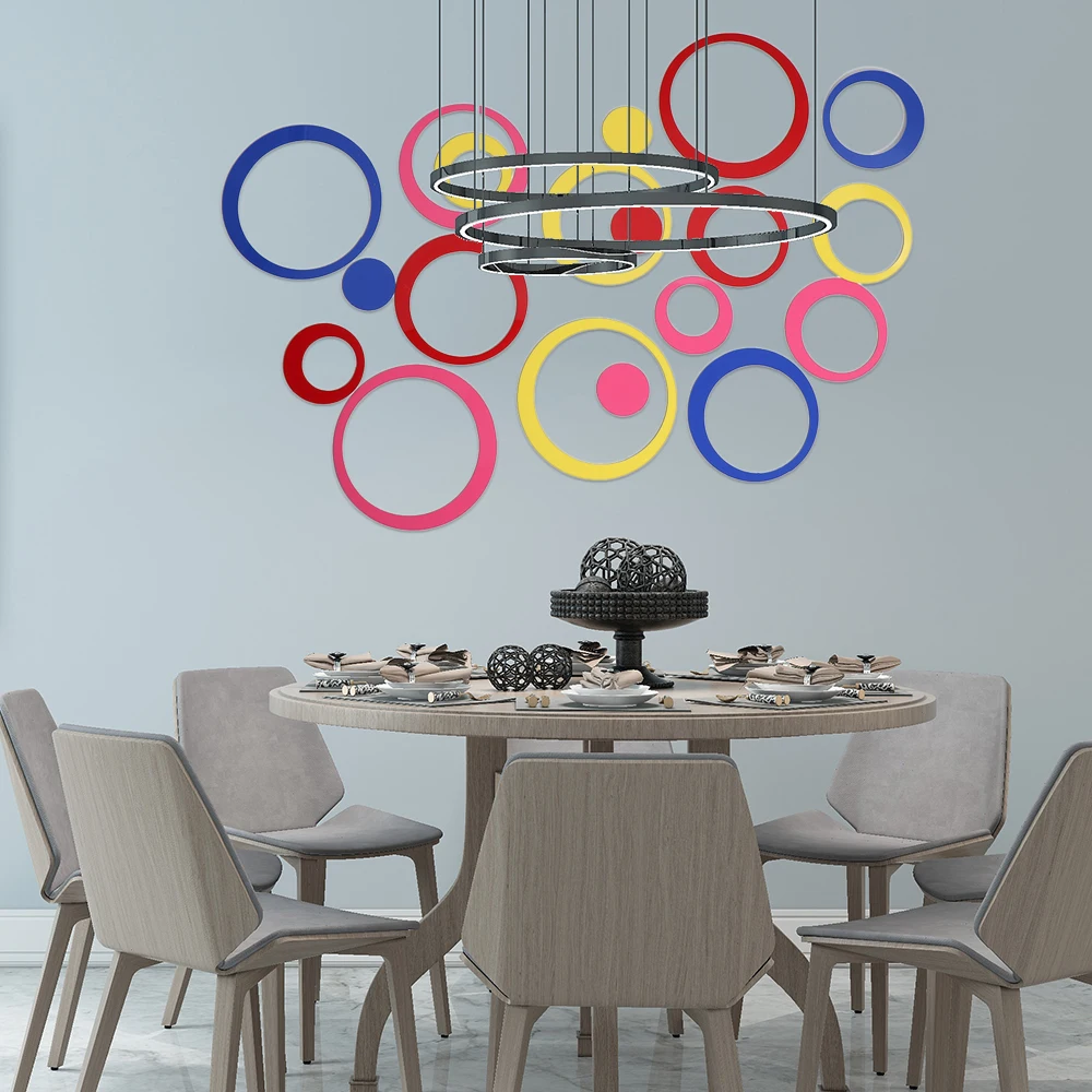 5 Pcs/Set 3D Circles Wall Stickers Removable Mural TV Background Round Decals DIY Wall Art Fashion Home Decoration Accessories