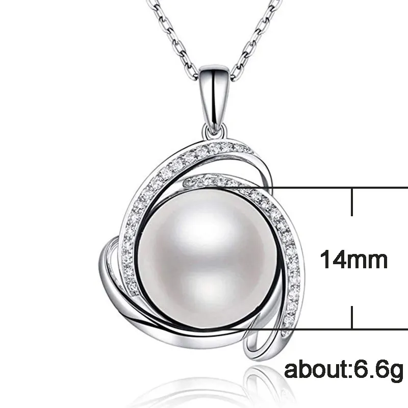 Huitan Classic Triangle Inlaid Round Imitation Pearl Pendant Women Necklace for Engagement Wedding Ceremony Fashion Necklace Hot