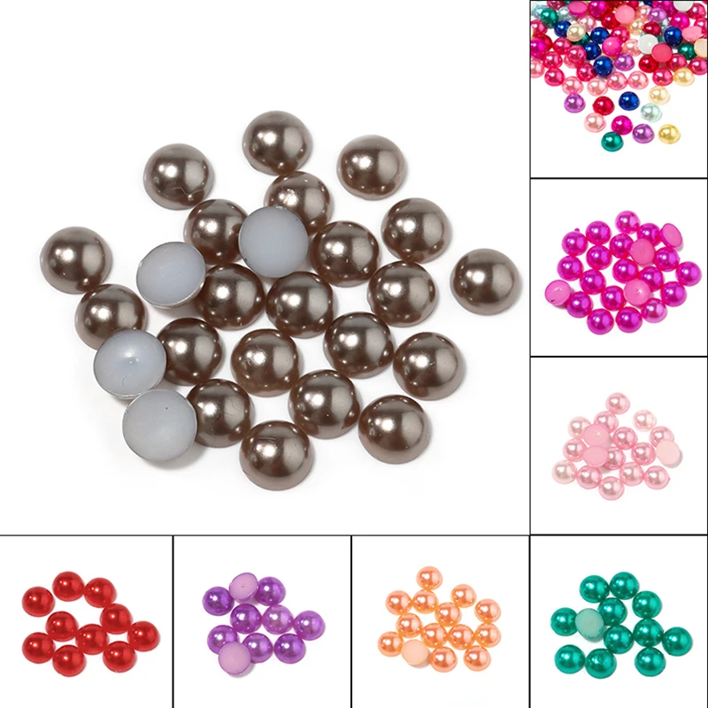 50-500pcs/Lot 2/4/6/8/12/14mm Half Round Flatback ABS Imitation Pearl Bead For Jewelry Making DIY Accessories Acrylic Beads