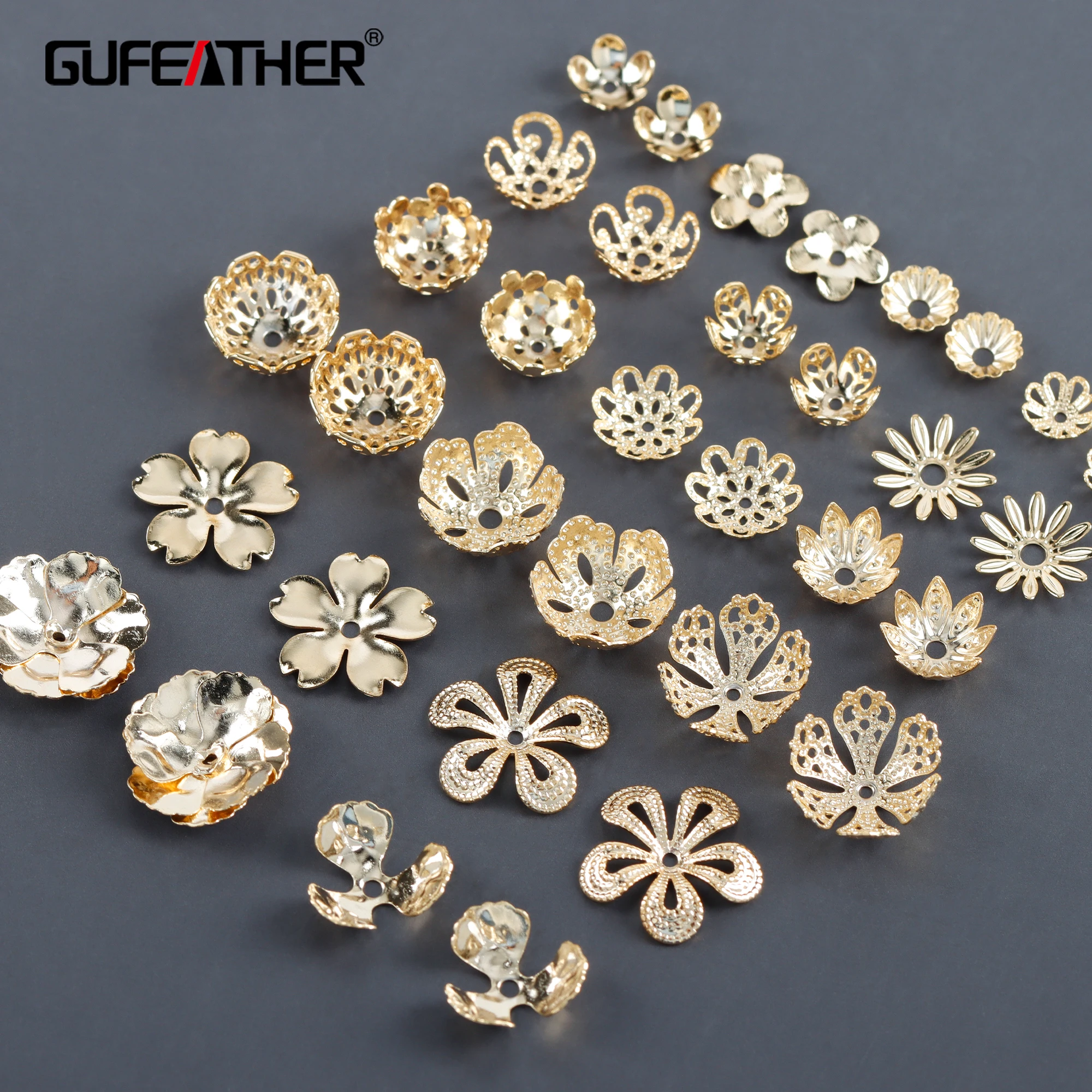 GUFEATHER M1038,jewelry accessories,18k gold plated,copper,pass REACH,nickel free,flower,diy earrings,jewelry making,one pack