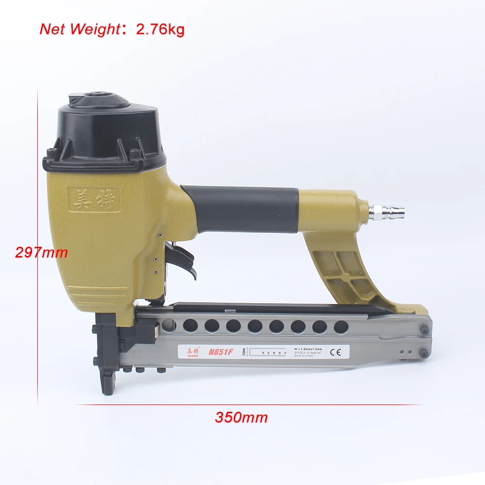 meite 16 GA N851F Air Nailer Continuous Shots U-type Nail Gun Heavy Duty Pneumatic Staple Guns For Furniture Pallet 51mm 16 GA