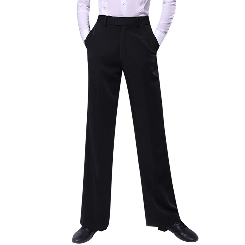 Professional Men Black Latin Dance Pants Adult Satin Modern Ballroom Dance Pants Salsa Tango Rumba Samba Cha Cha Latin Trousers