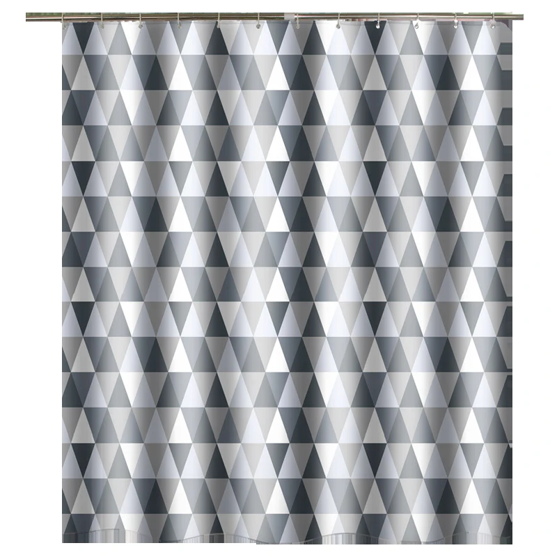 New Grey bath curtain Geometric pattern shower curtains waterproof thickened polyester cloth bath curtain cloth with Hooks