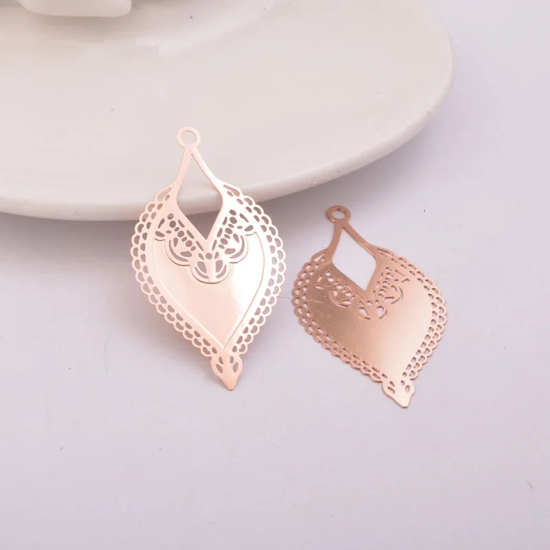 50 Stück AB4279 25*46mm Halsketten-Anhänger in Mattsilberfarbe und Roségold, Ohrring-Anhänger-Zubehör für Damen, geometrische Schmuckstücke – Detail 9