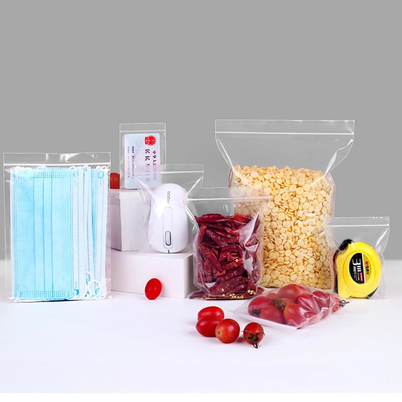 100pcs Transparent Ziplock Bag Small Self Sealing Pouch Plastic Clear Ziplock Bags for Jewelry Display Reusable Storage Package