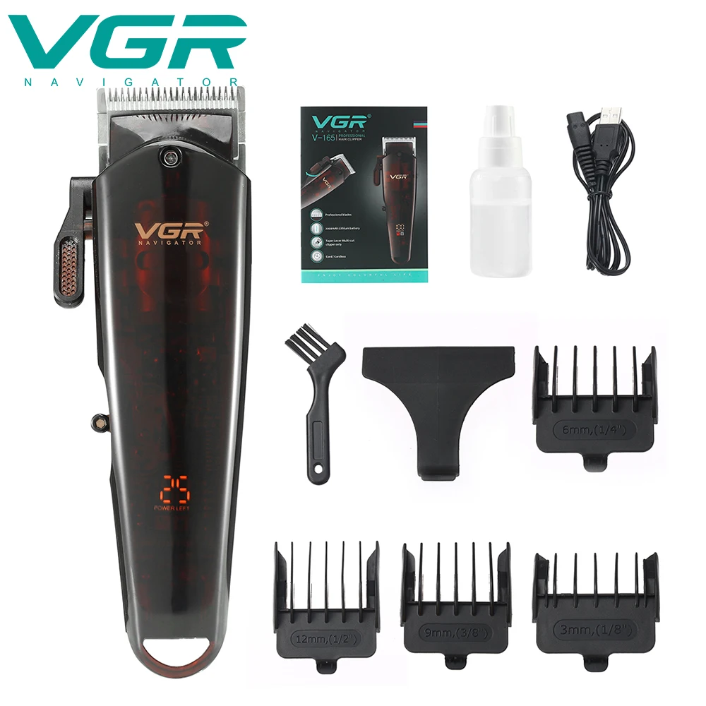 VGR Hair Clipper Professional Electric Electric Hair Trimmer Clippers  USB Rechargeable Hair Clipper Men Haircut Barber V-165