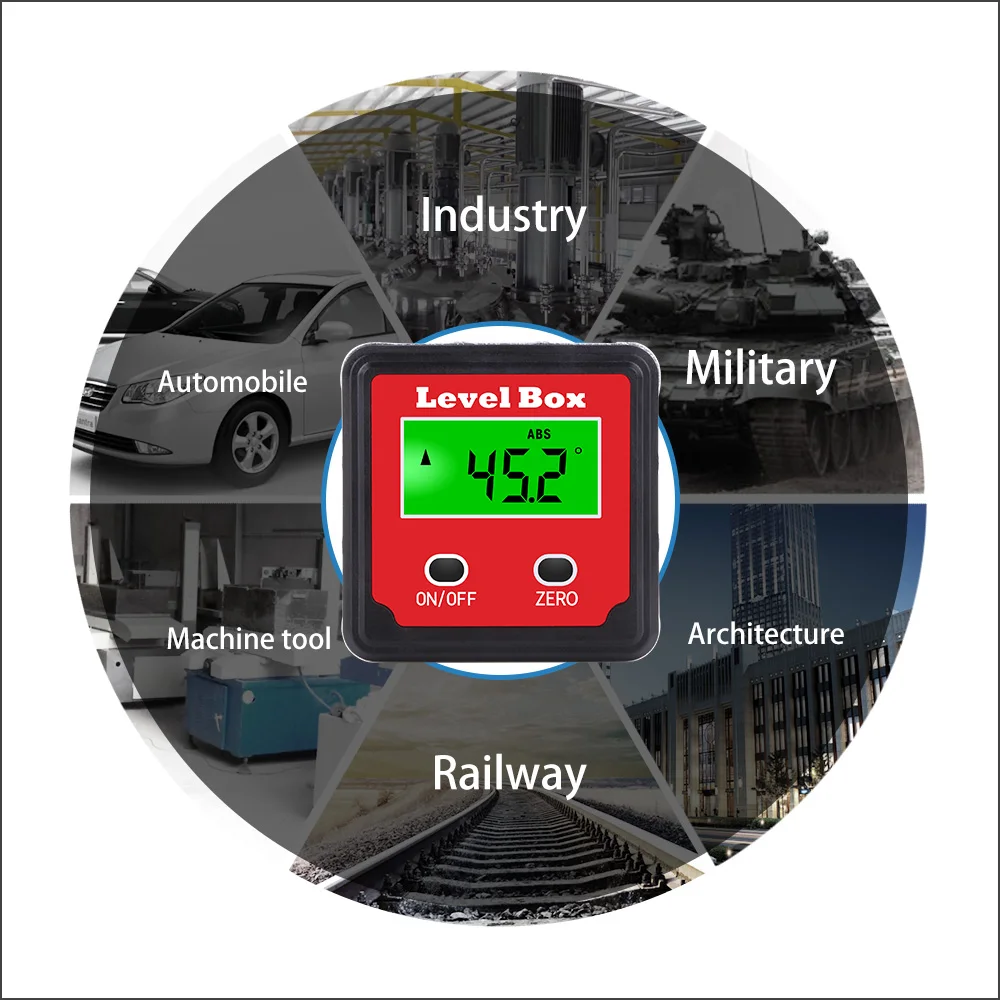 RZ Protractor Digital Electronic Bevel Box Angle finder With Backlight Angle Measurement Angle Gauge Inclinometer