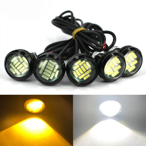 1 unidad de luces de circulación diurna para coche 12V DRL Hawkeye bombilla redonda camión doble Flash lámpara de señal de freno accesorios de motocicleta 2025